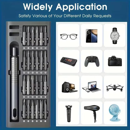 25 in 1 Mini Screwdriver Set, Flat Head and Cross Shaped Small Screwdrivers, Suitable for Electronic Products